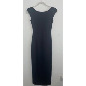 SHEIN Dark Gray Open-Back Maxi Dress – XS Elegant Stretch Fit